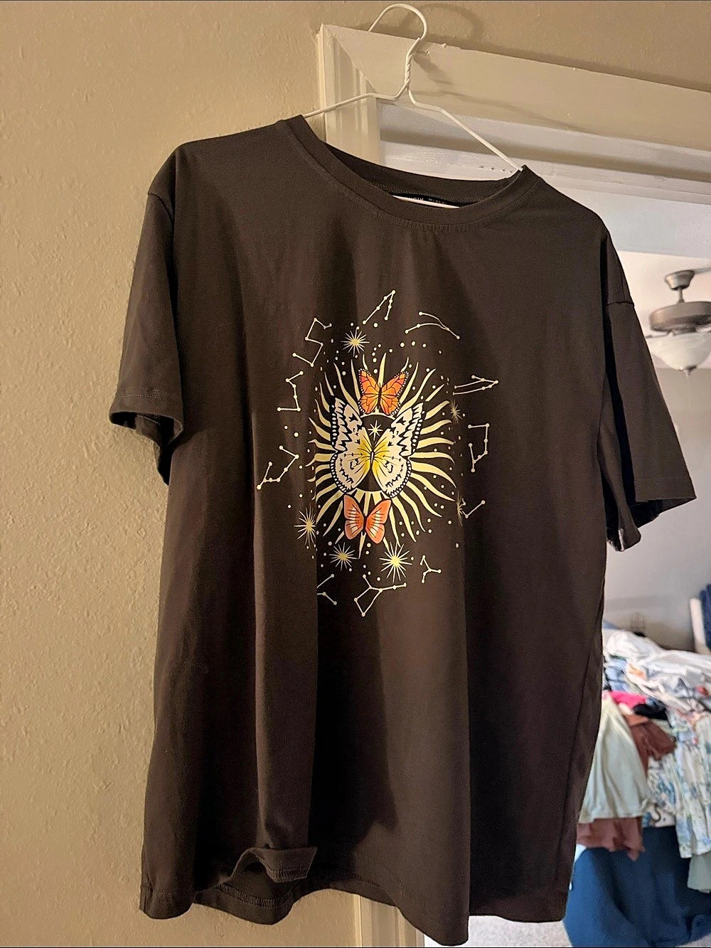 Shein Butterfly Graphic Tee Black